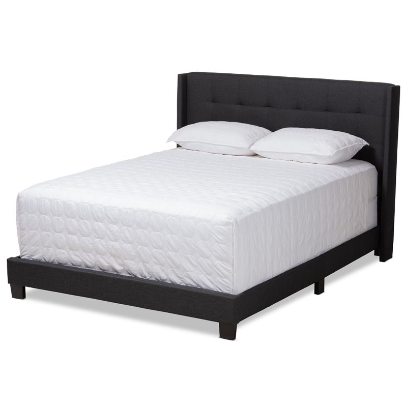 Baxton Studio Lisette Fabric Tufted King Bed in Grey