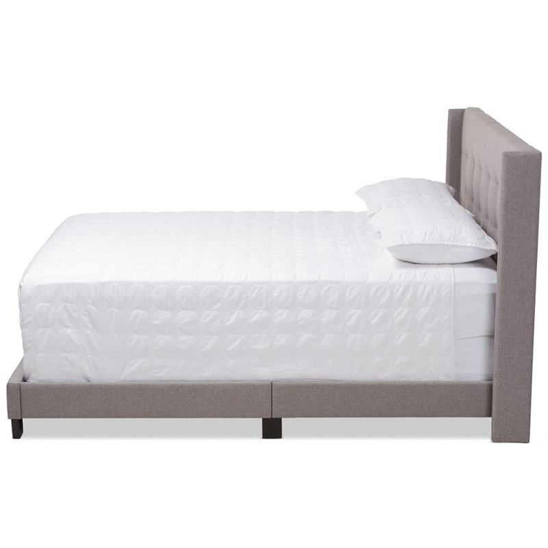 Baxton Studio Lisette Fabric Tufted King Bed in Grey