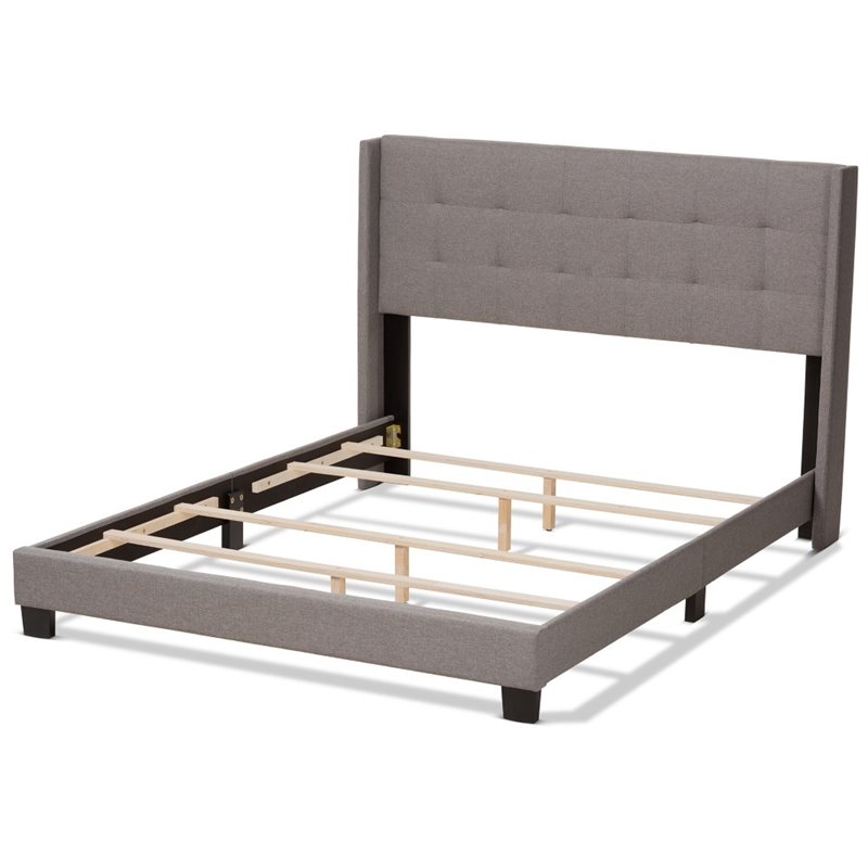 Baxton Studio Lisette Fabric Tufted King Bed in Grey