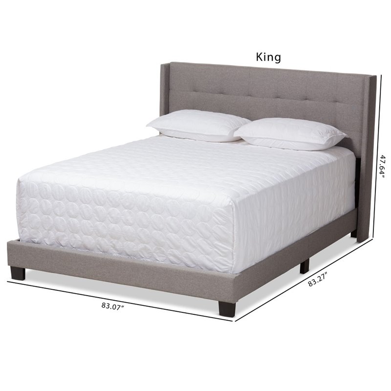 Baxton Studio Lisette Fabric Tufted King Bed in Grey