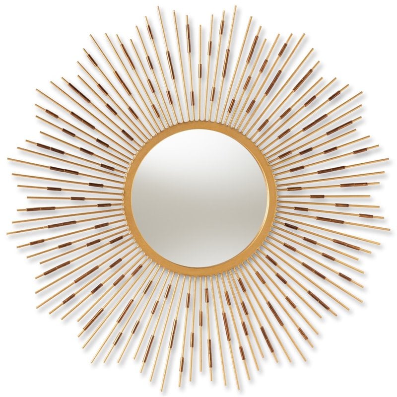Baxton Studio Apollonia Sunburst Decorative Wall Mirror in Gold