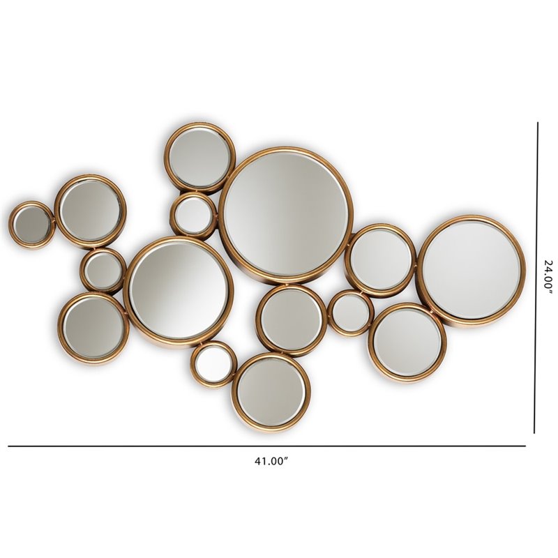 Baxton Studio Cassiopeia Bubble Decorative Wall Mirror in Gold