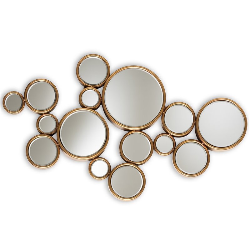 Baxton Studio Cassiopeia Bubble Decorative Wall Mirror in Gold