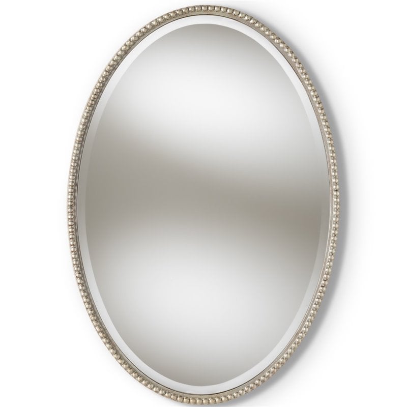 Baxton Studio Graca Oval Decorative Wall Mirror in Silver