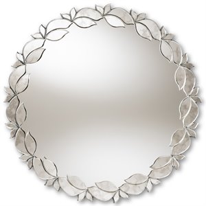 baxton studio luiza round petal decorative wall mirror in silver