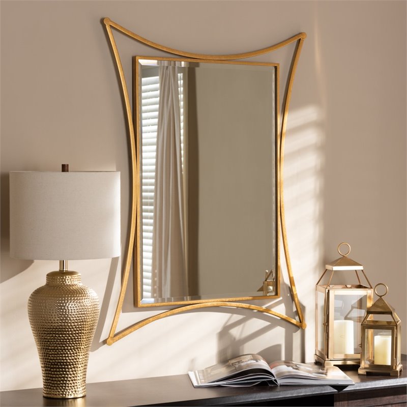 Baxton Studio Melia Decorative Wall Mirror in Gold
