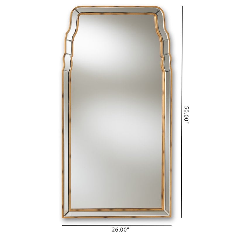 Baxton Studio Alice Queen Anne Style Decorative Wall Mirror in Gold