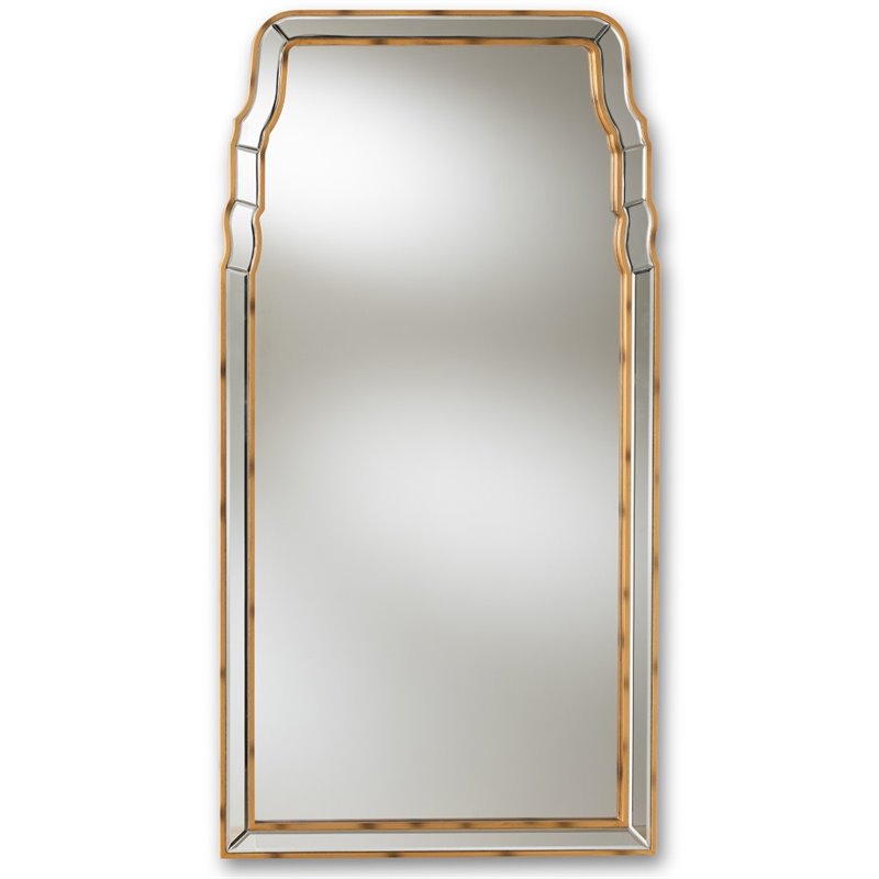 Baxton Studio Alice Queen Anne Style Decorative Wall Mirror in Gold