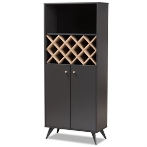 baxton studio serafino wood wine cabinet in dark grey and oak
