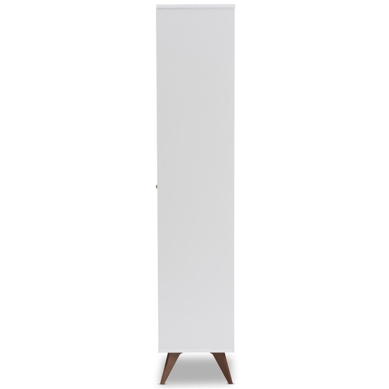 Baxton Studio Serafino Wood Wine Cabinet in White and Walnut