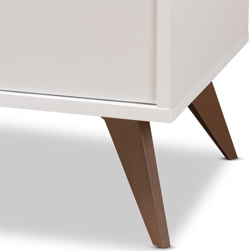Baxton Studio Serafino Wood Wine Cabinet in White and Walnut