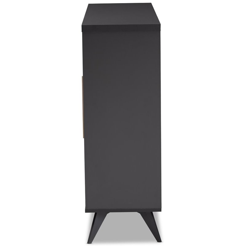Baxton Studio Pietro Wine Cabinet in Dark Grey and Oak