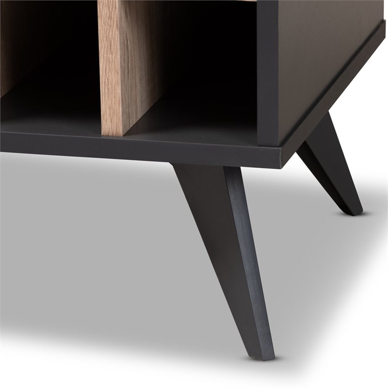 Baxton Studio Pietro Wine Cabinet in Dark Grey and Oak