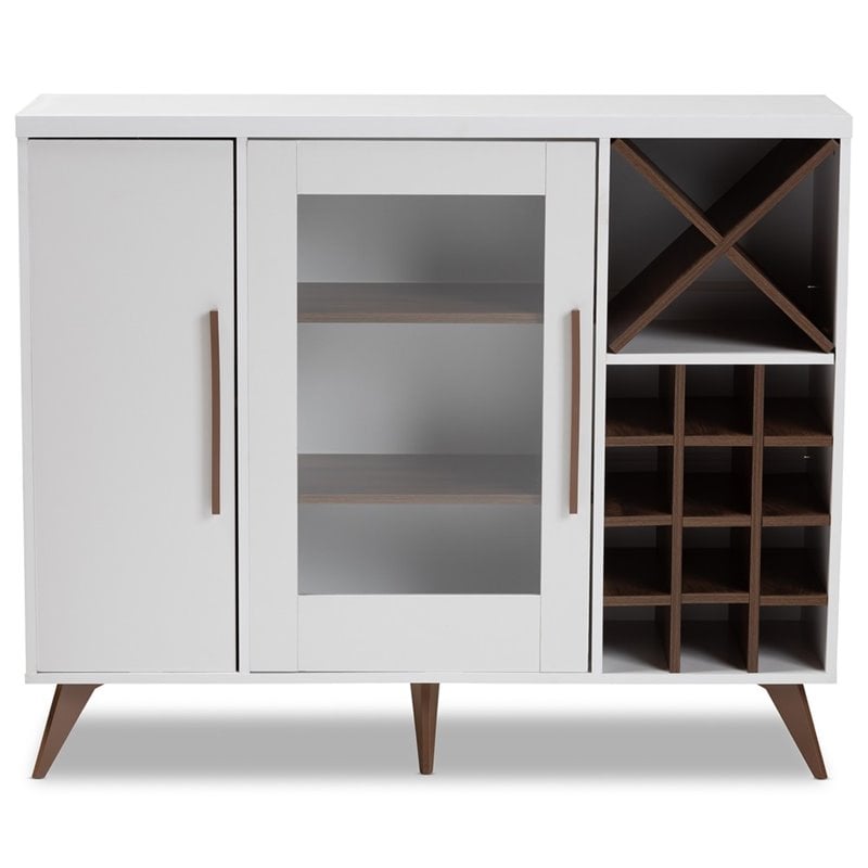 Baxton Studio Pietro Wine Cabinet in White and Brown