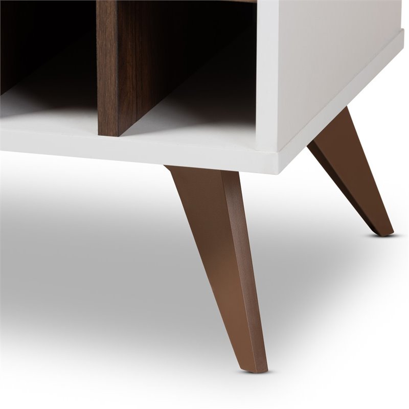 Baxton Studio Pietro Wine Cabinet in White and Brown