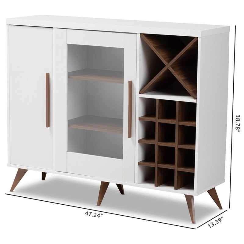 Baxton Studio Pietro Wine Cabinet in White and Brown