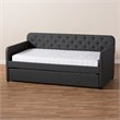 Baxton Studio Camelia Fabric Tufted Twin Daybed in Charcoal Grey