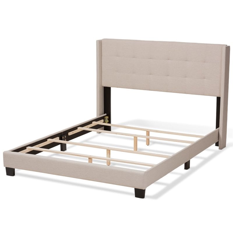 Baxton Studio Lisette Fabric Tufted Full Bed in Beige