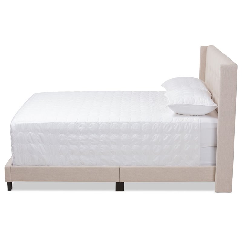 Baxton Studio Lisette Fabric Tufted Queen Bed in Beige