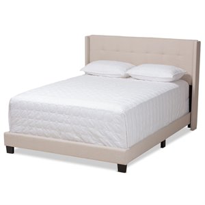 Baxton Studio Lisette Fabric Tufted Queen Bed in Beige
