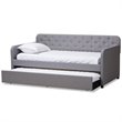 Baxton Studio Camelia Fabric Tufted Twin Daybed in Gray Fabric