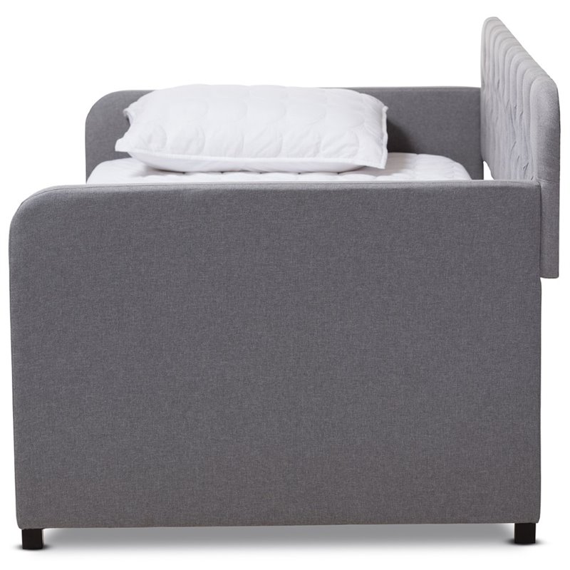 Baxton Studio Camelia Fabric Tufted Twin Daybed in Gray Fabric