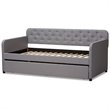 Baxton Studio Camelia Fabric Tufted Twin Daybed in Gray Fabric