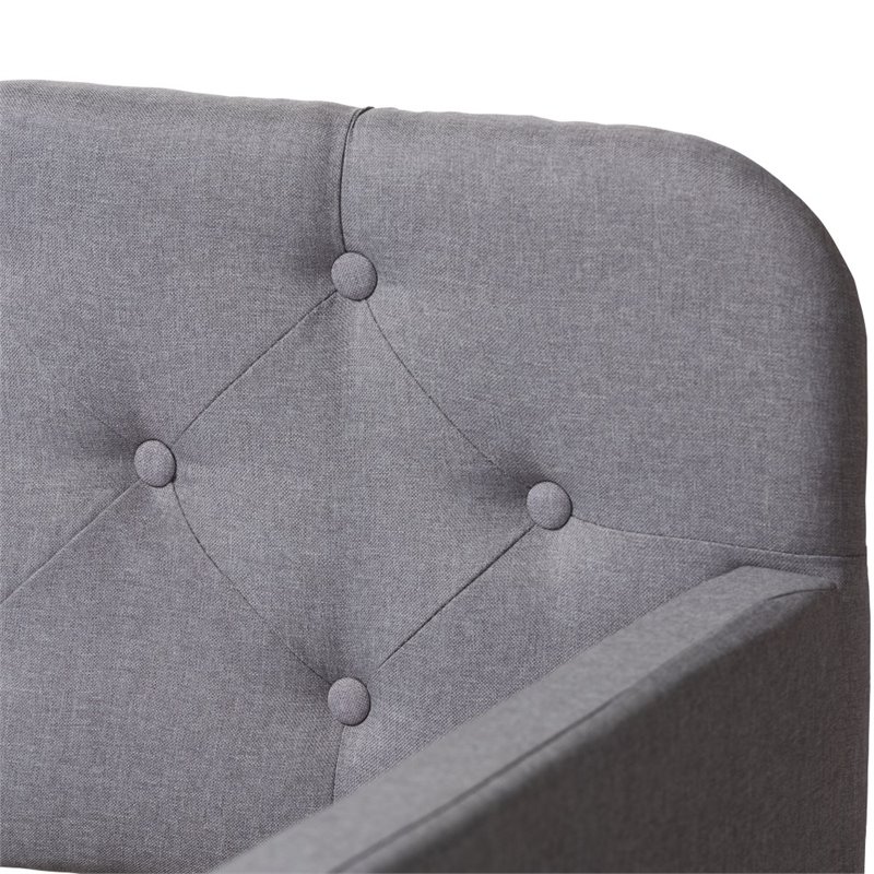 Baxton Studio Camelia Fabric Tufted Twin Daybed in Gray Fabric