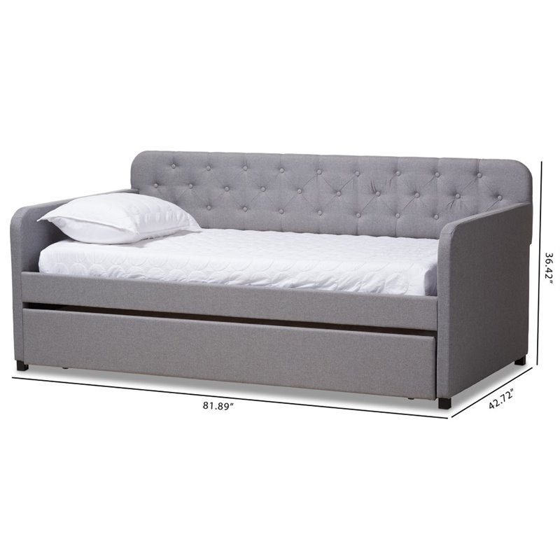 Baxton Studio Camelia Fabric Tufted Twin Daybed in Gray Fabric