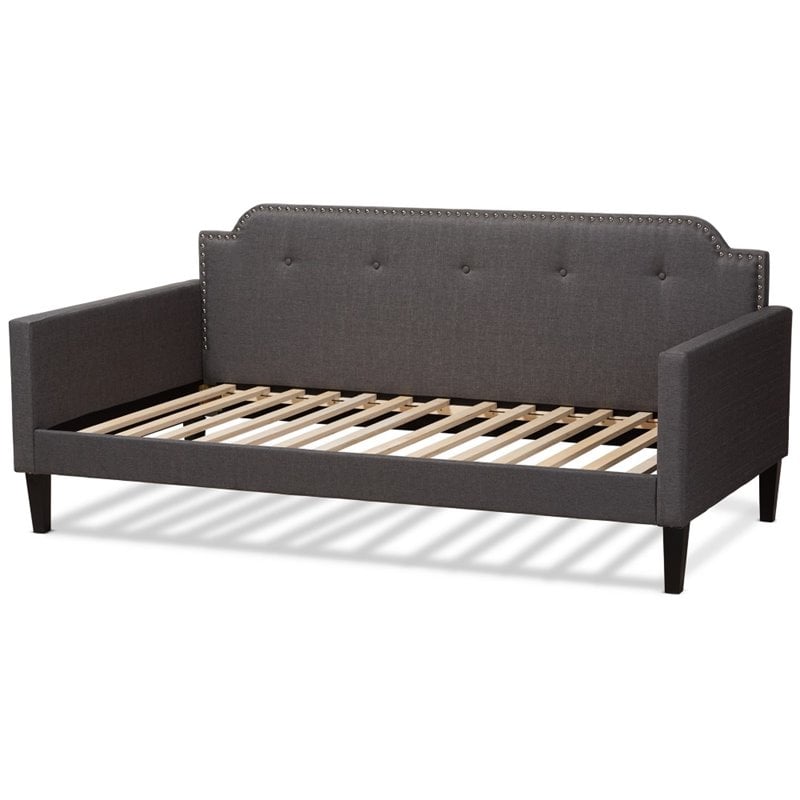 Baxton Studio Packer Fabric Tufted Twin Daybed in Grey