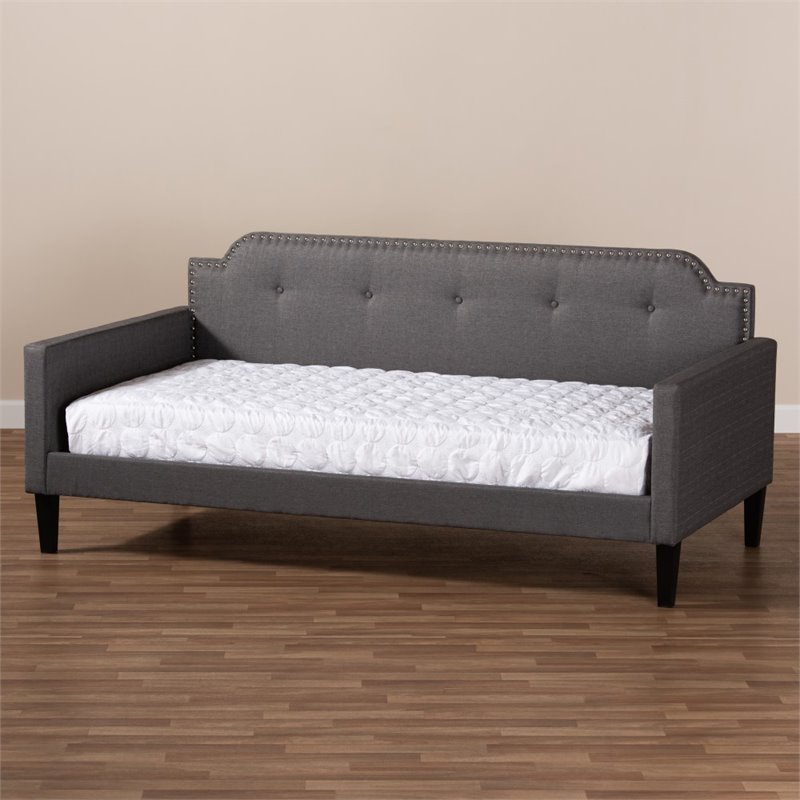 Baxton Studio Packer Fabric Tufted Twin Daybed in Grey