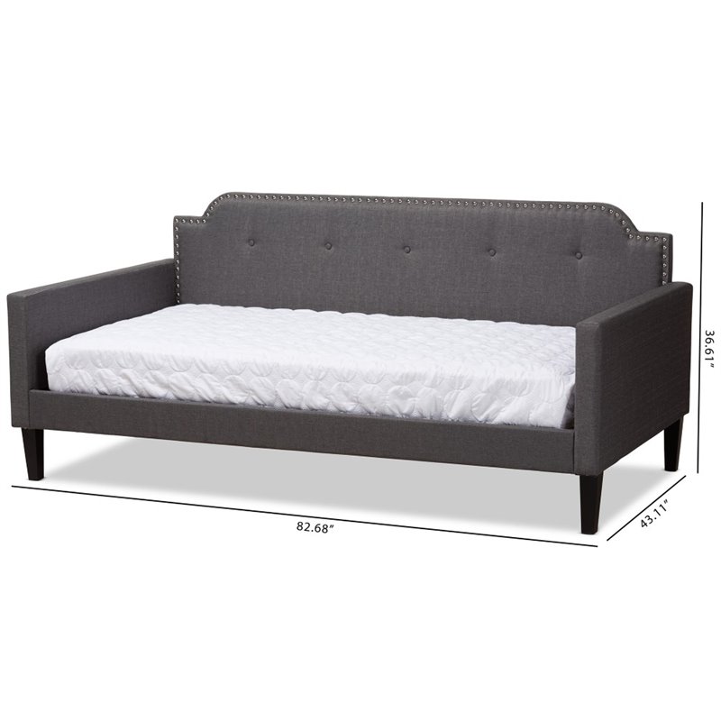 Baxton Studio Packer Fabric Tufted Twin Daybed in Grey