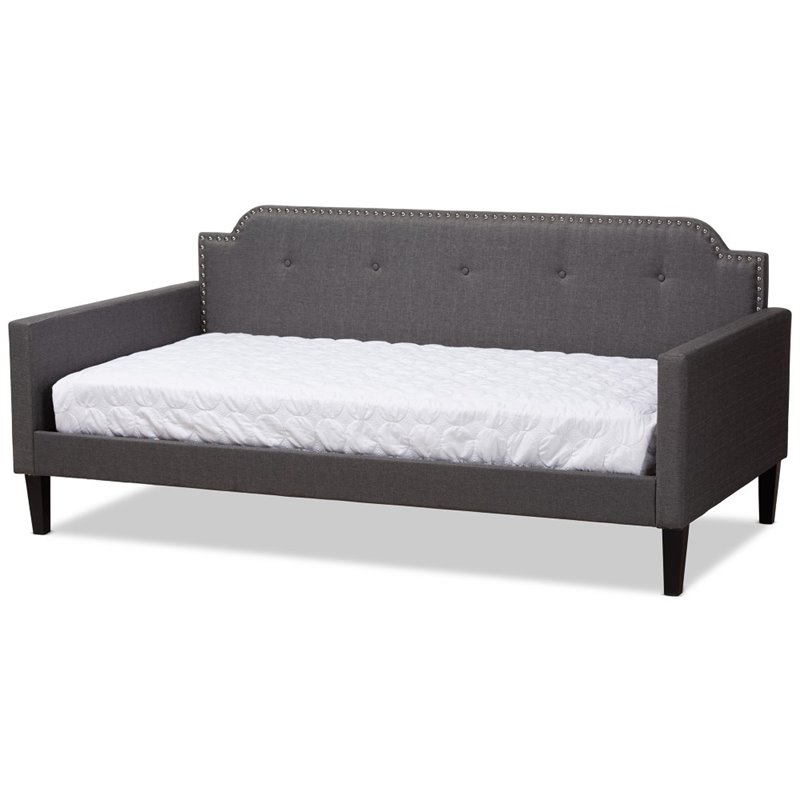 Baxton Studio Packer Fabric Tufted Twin Daybed in Grey