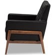 Baxton Studio Perris Faux Leather Lounge Chair in Black and Walnut