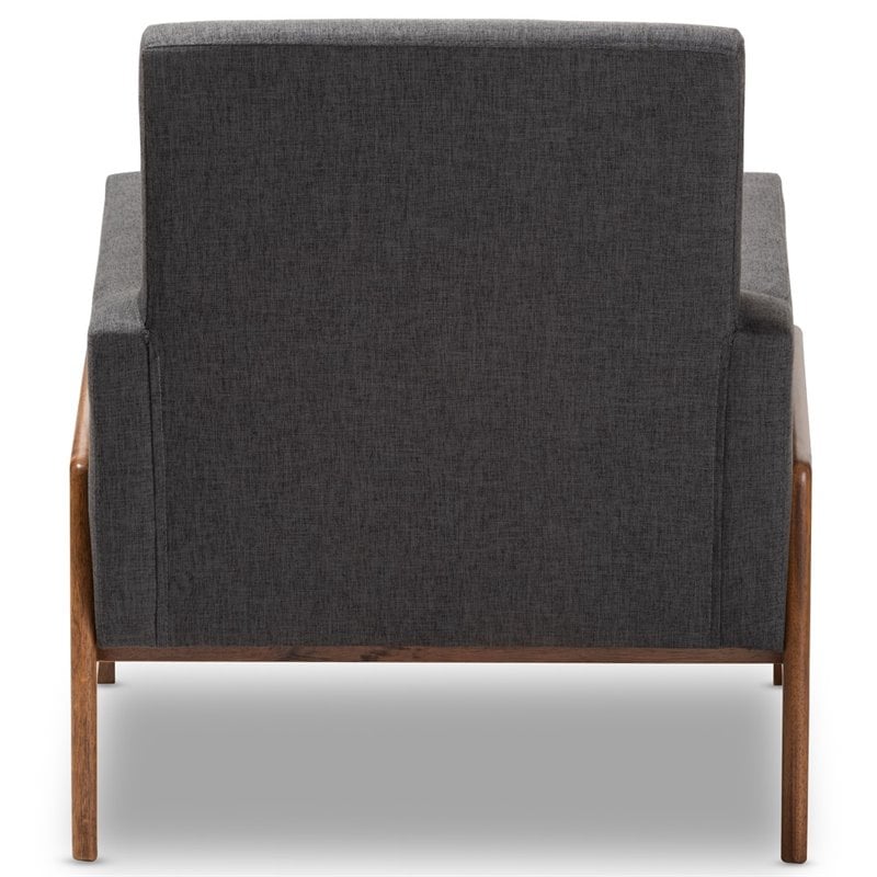Baxton Studio Perris Upholstered Lounge Chair in Dark Grey and Walnut