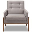 Baxton Studio Perris Upholstered Lounge Chair in Grey and Walnut
