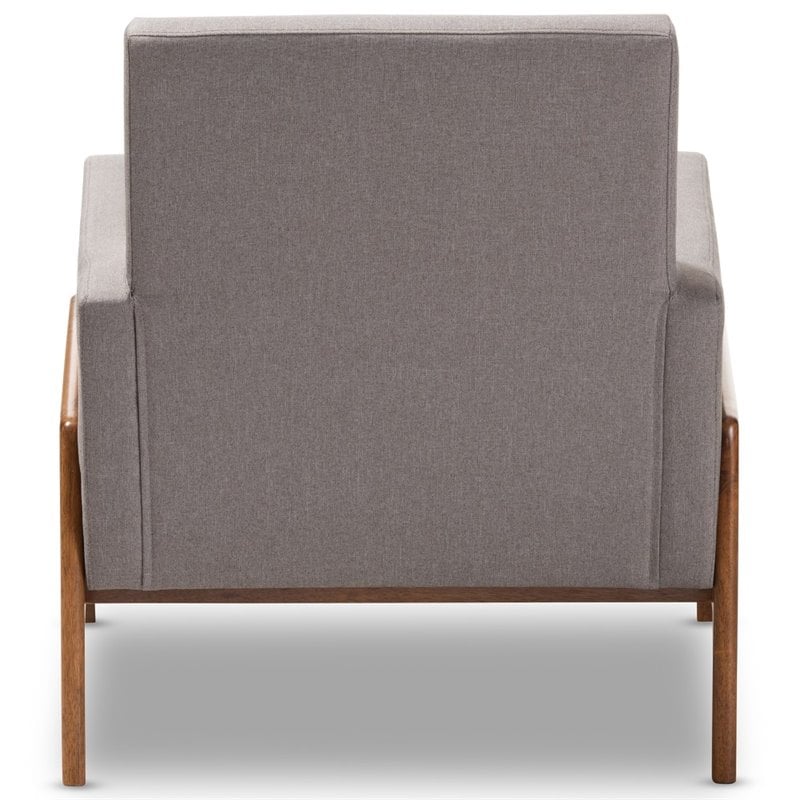 Baxton Studio Perris Upholstered Lounge Chair in Grey and Walnut
