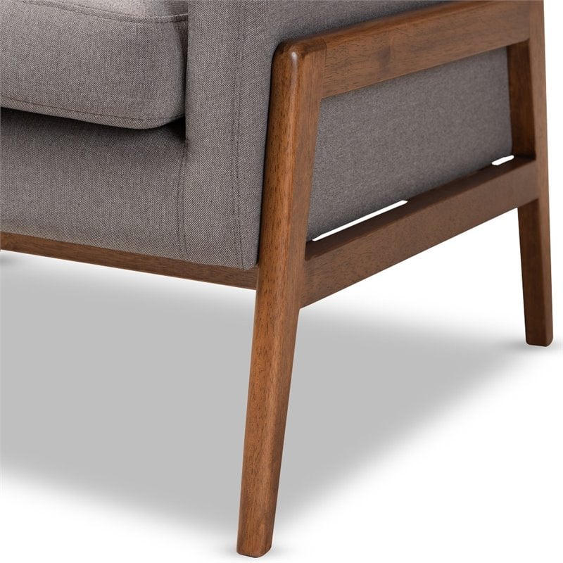 Baxton Studio Perris Upholstered Lounge Chair in Grey and Walnut