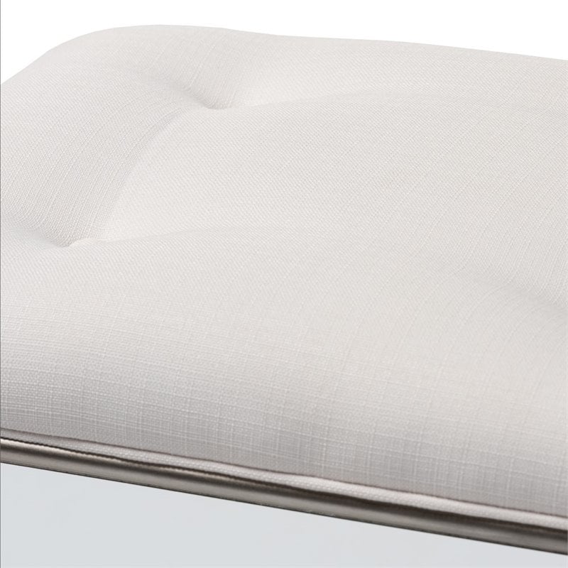 Baxton Studio Marielle Mirrored Vanity Bench in White