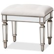 Baxton Studio Marielle Mirrored Vanity Bench in White