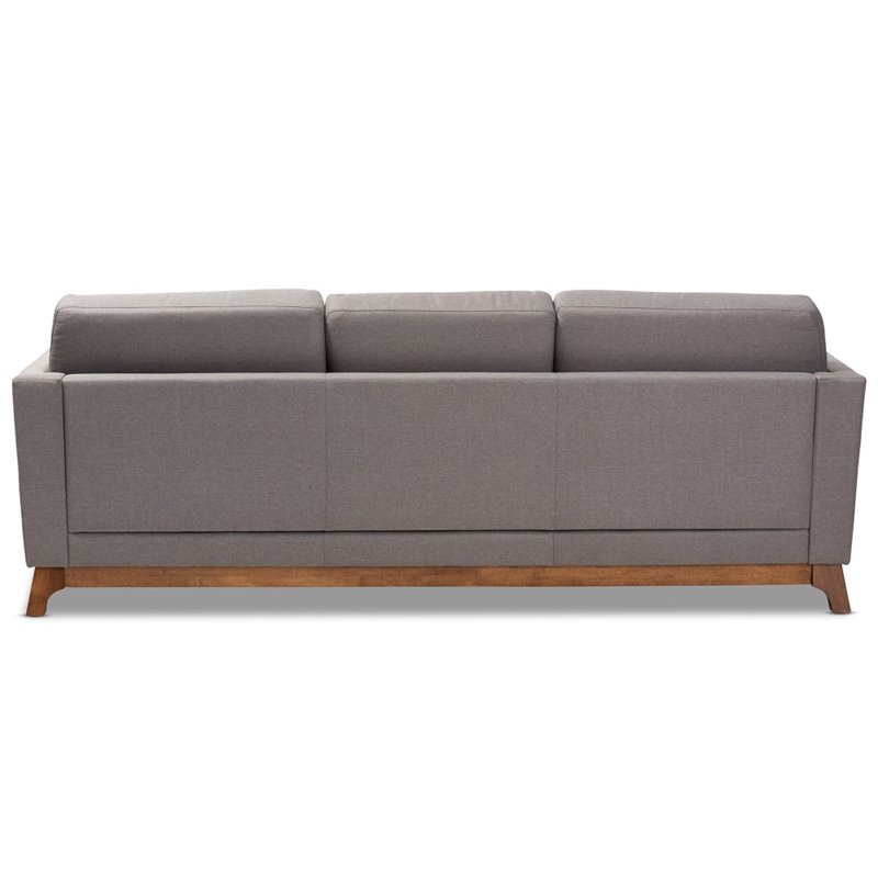 Baxton Studio Sava Fabric Upholstered Sofa in Grey and Walnut