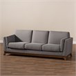 Baxton Studio Sava Fabric Upholstered Sofa in Grey and Walnut