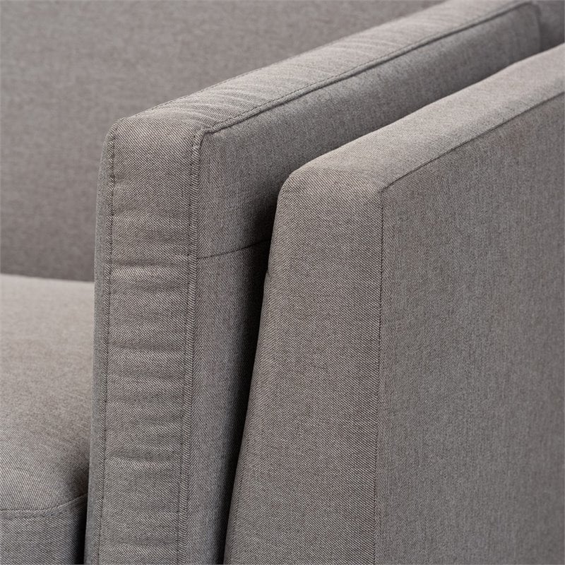 Baxton Studio Sava Fabric Upholstered Sofa in Grey and Walnut