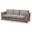 Baxton Studio Sava Fabric Upholstered Sofa in Grey and Walnut