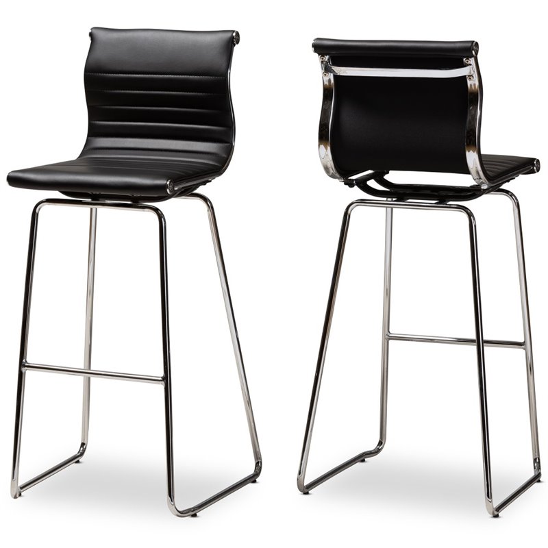 Set Of 2 Baxton Studio Giorgio Black Faux Leather Bar Stools Set Of 2 Baxton Studio Giorgio Black Faux Leather Bar Stools 150 21003 9122 Cymx