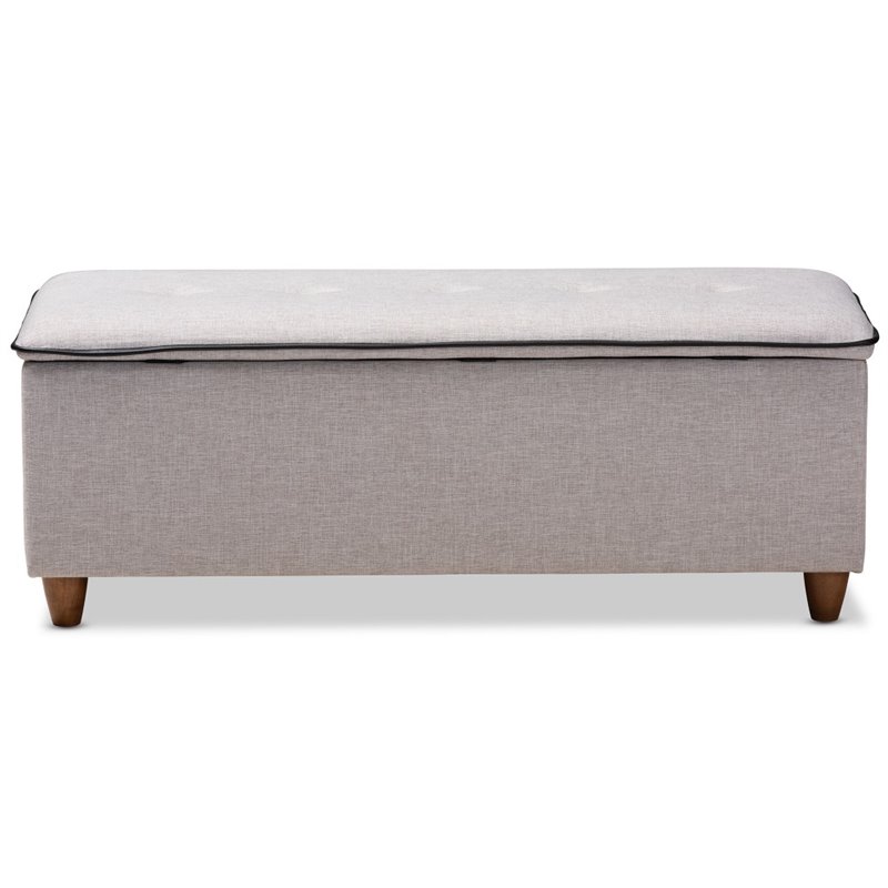 Baxton Studio Marlisa Upholstered Ottoman in Walnut and Greyish Beige