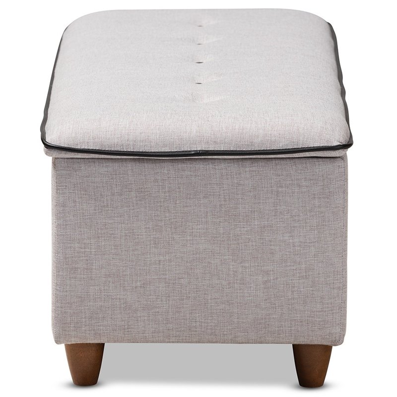 Baxton Studio Marlisa Upholstered Ottoman in Walnut and Greyish Beige