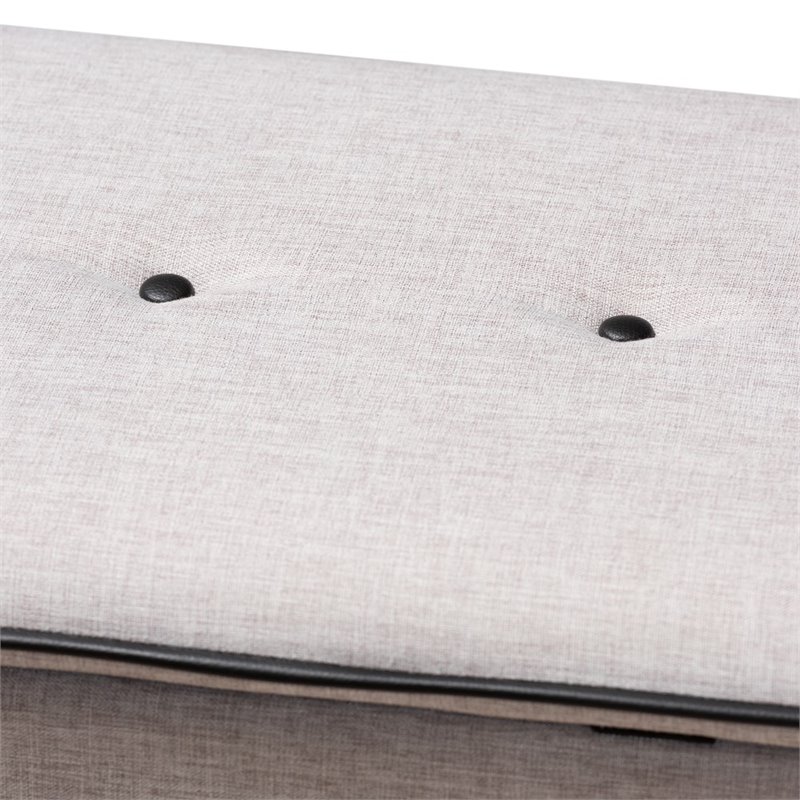 Baxton Studio Marlisa Upholstered Ottoman in Walnut and Greyish Beige