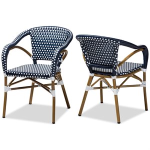 baxton studio eliane dining side chair in navy and white (set of 2)