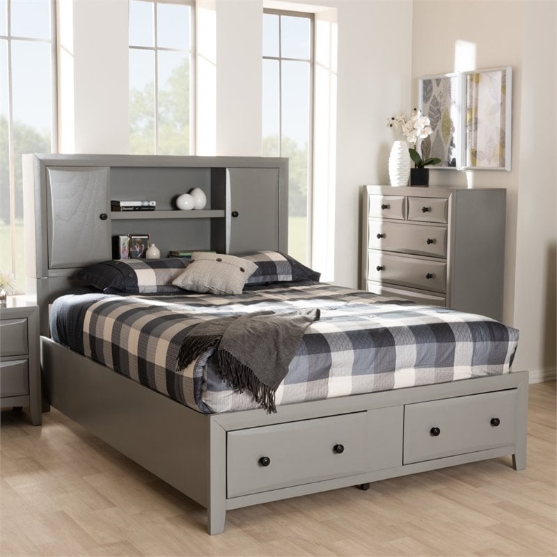 Baxton Studio Rosana 6 Piece Queen Storage Bedroom Set in Grey | Cymax